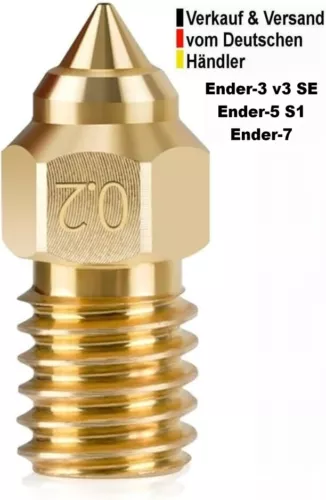 Extruder Düse Nozzle 0,2 mm; für Creality Ender 3 V3 SE, Ender 5 S1, Ender 7