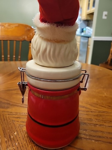 Santa Cookie Jar Wire Bail Christmas Candy Jar - Picture 3 of 7