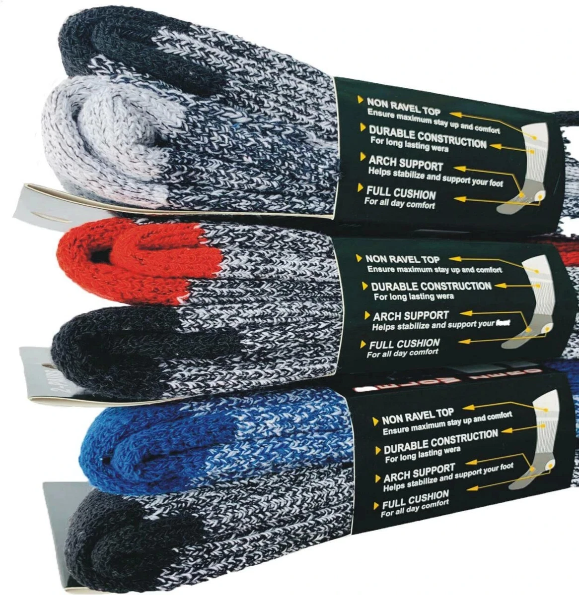 Pack De 3 Calcetines Térmicos De Lana Para Hombre – Gruesos, Cálidos Y Transpirables, Ideales Para Invierno Y Senderismo