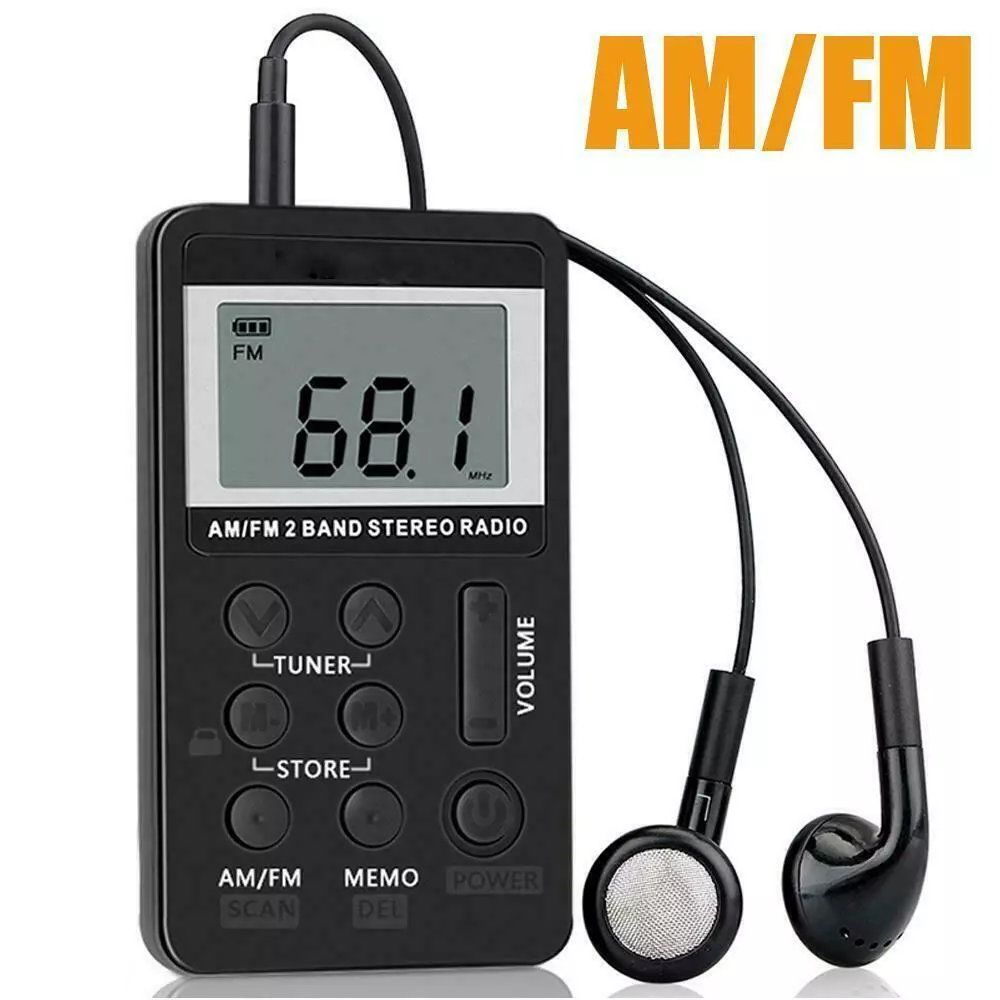 Mini Radio Digital Portátil de Bolsillo Práctica LCD AM FM Recargable con  Auriculares