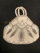 Vintage Beaded Pearl Handbag Clutch With Handle Zipper Top