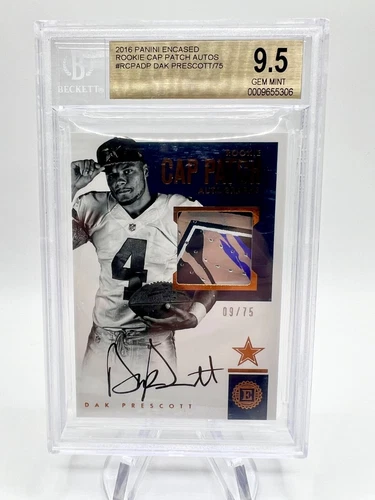 2016 Panini Encased Dak Prescott Rookie Cap Patch Auto /75 BGS 9.5/10 Cowboys