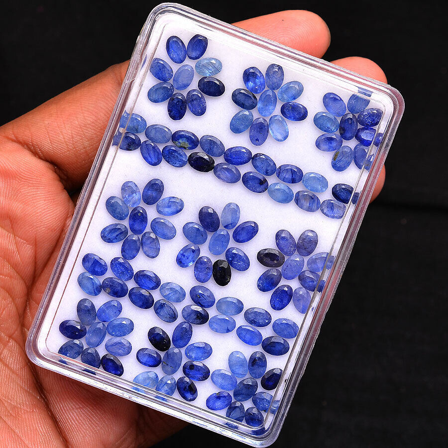 115 Pcs Natural Blue Ceylon Sapphire 6mmx4mm Oval Cut Lot Top Quality Gemstones Super rabat natychmiastowa dostawa
