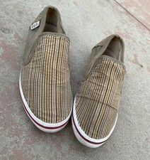 Vintage Dolce And Gabbana Stripe Shoe Slip On Size 41 US Sz 8 Brown Leather