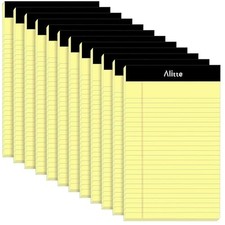 Yellow Legal Notepads 5x8, Pack of 12 - Perforated Narrow Ruled Writing Pad -...