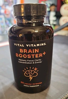 Vital Vitamins Brain Booster +Nootropics Memory Energy Concentration 60 Capsules