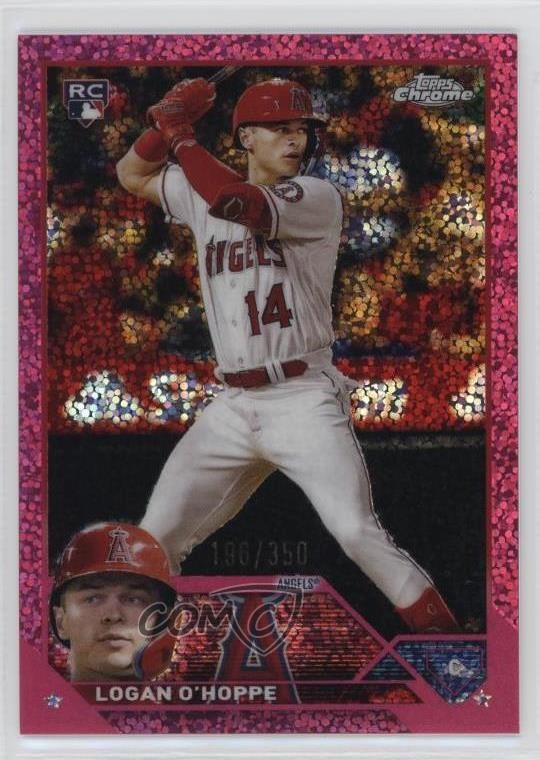 2023 Topps Chrome Magenta Speckle Refractor 196/350 Logan O'Hoppe #188 0ji1