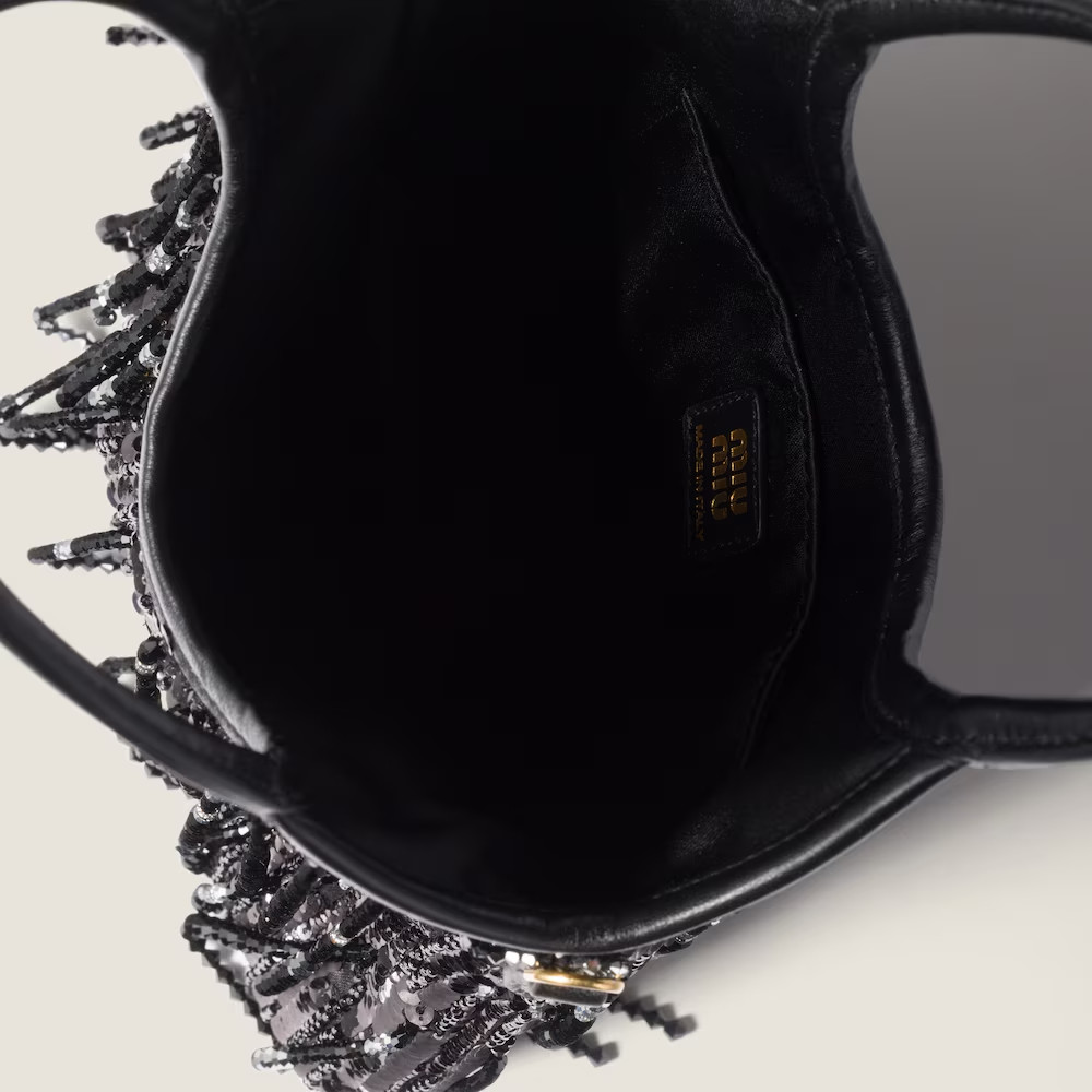 MIU MIU Ivy $5100 Black Satin With Crystals Top Handle Bag New And Authentic image 4