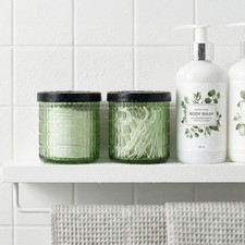 Bathroom Storage Organizer 2 Pack Glass Qtip Holder Dispenser Vanity Organizer