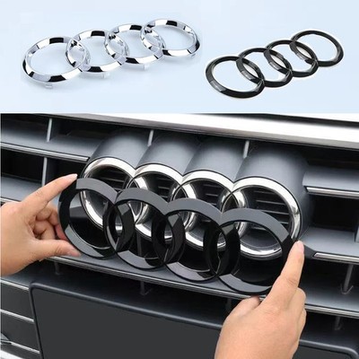 4Ring Emblem ABS Logo Schwarz Silber Motorhaube Grill Heck A3 A4 A5 A6 A7