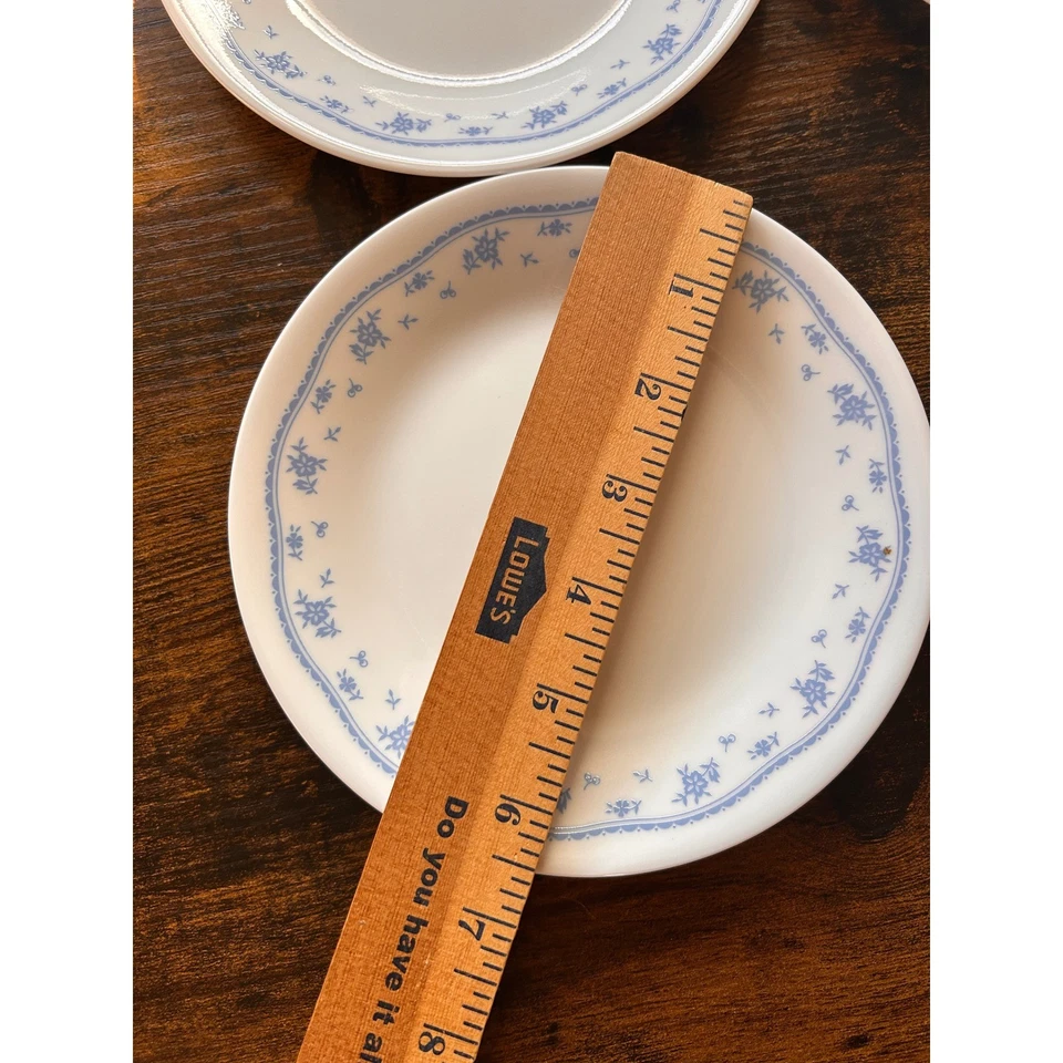 Juego de 4 platos de postre florales Corelle Corning Morning Blue aptos para microondas de colección Foto 3 de 4