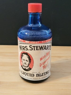 Vintage 1963 Bottle Of Mrs. Stewart's Liquid Bluing Luther Ford 10 Oz 6'' 