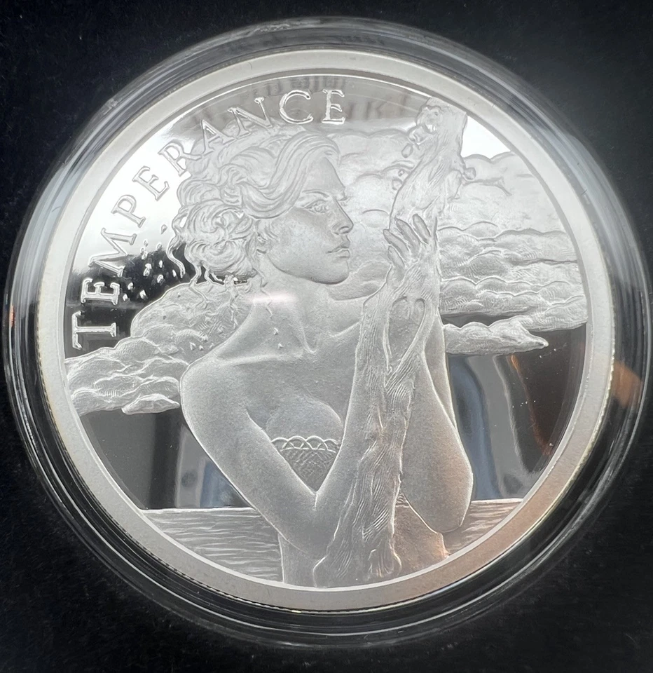 2018 Temperance Silver Shield 1oz Proof Cardinal Virtues #2 w/COA - Image 2 of 2