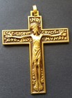 Belle croix style Art Déco bronze doré "Crucifix" Graveur: Fernand Py