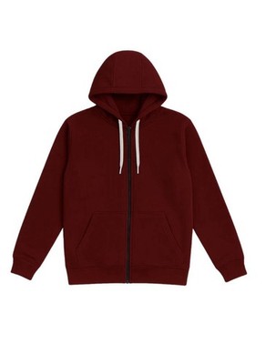 Deep Burgundy Full Zip Hoodie Unisex Heavyweight Cotton Soft Warm