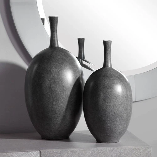 Uttermost Riordan Black and White Ceramic Vases Set of 2 - Picture 1 of 4