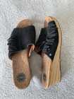 UGG Women’s Danes Sandals Black Suede Espadrille Wedge Fringe Cork Size Uk 6.5