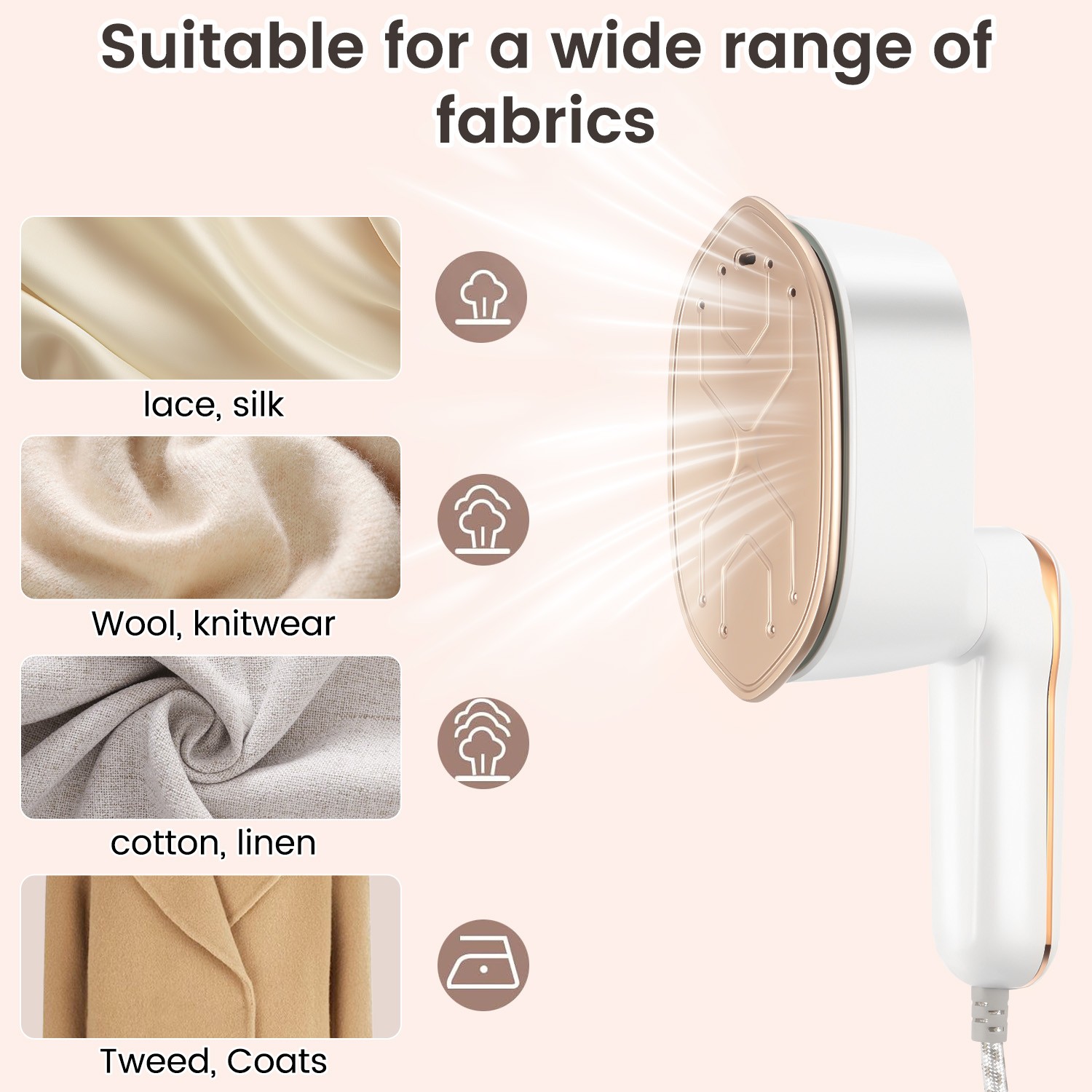 1100 W Clothes Steamer Portable Iron LCD Screen Powerful Steam Clothing 2 in 1