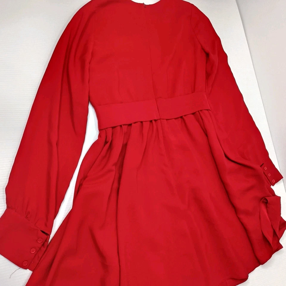 Hi There by Karen Walker Silk Longsleeve Dress Size 8 Red - image 2 of 4