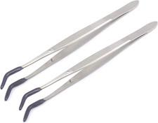 TWEEZERS BENT TIP PVC COATED 6-1/2" LONG RUBBER TIPS JEWELRY HOBBY CRAFTS TOOLS