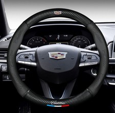 15 Diameter New Genuine Leather Black Car Steering Wheel Cover For Cadillac Usa