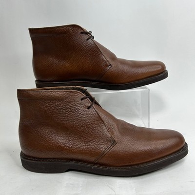 Stafford Mens Brown Pebble Grain Leather Chukka Boots Made 