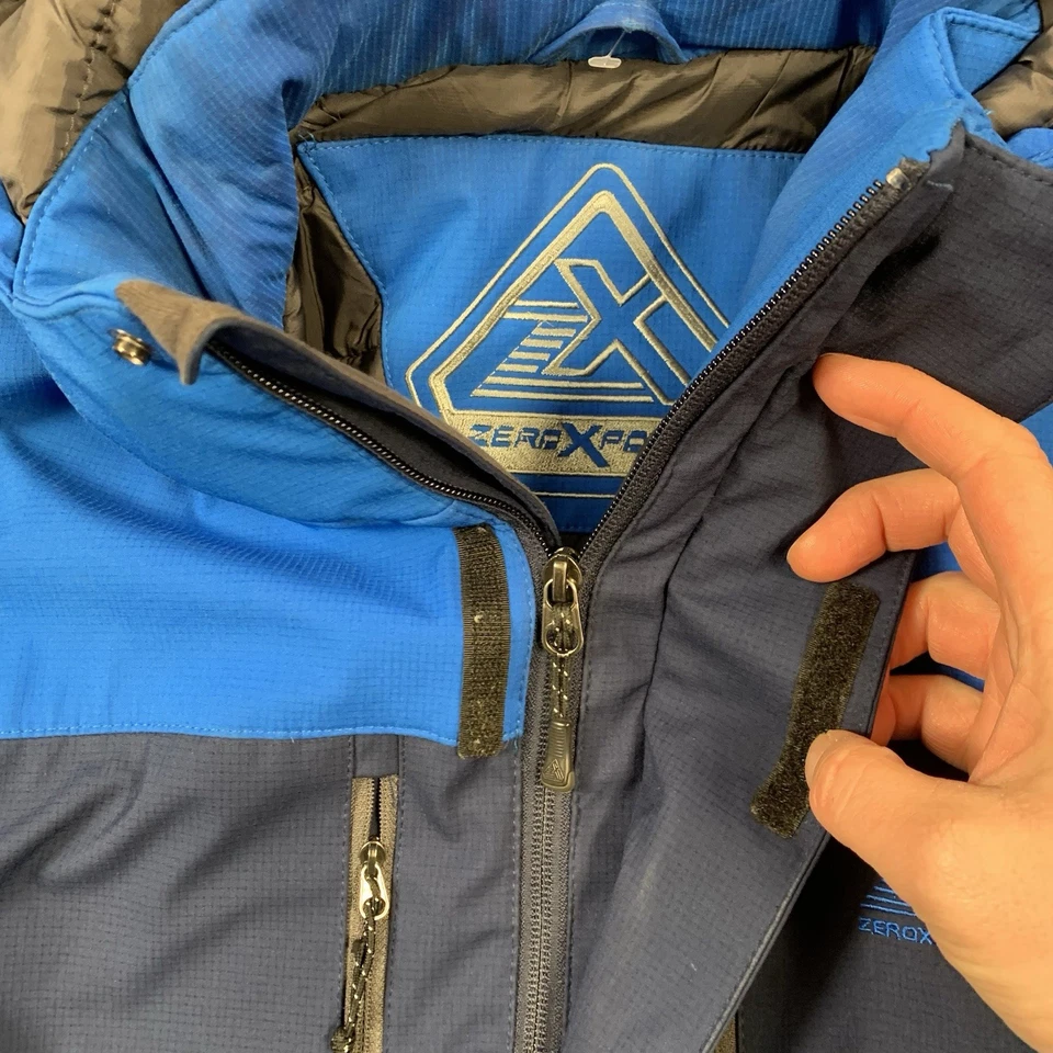 Zero Xposure Jacket Mens Medium Blue Padded Quilt Rib Snow Ski Rain Hooded Coat - Image 4 of 4