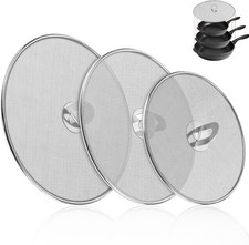 3-Pack Splatter Screens for Frying Pan - Stainless Steel Grease Splatter Guard w