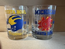 Michigan Wolverines 1986 Fiesta Bowl & Hall Of Fame Glass Tumbler Lot Of 2