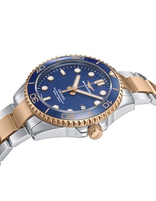 Sandoz Men's Diver Watch 83019-97 Two-Tone Rose Blue 42 Mm – Swiss