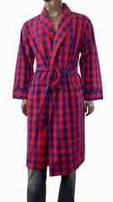 New Mens Nautica Sleepwear Navy / Red Cotton Belted Robe L / XL