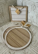 3pcs Unfinished Wood Sign Blank ROUND  SQUARE Hanging Wooden Plaque DIY