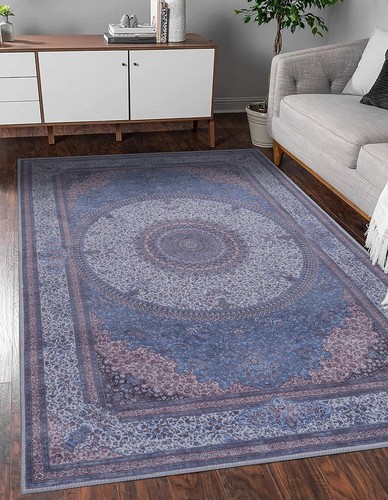 GLN Rugs Saphirya - Machine Washable Area Rug - Turkish Navy/Off Whit Home Rugs - Picture 43 of 49