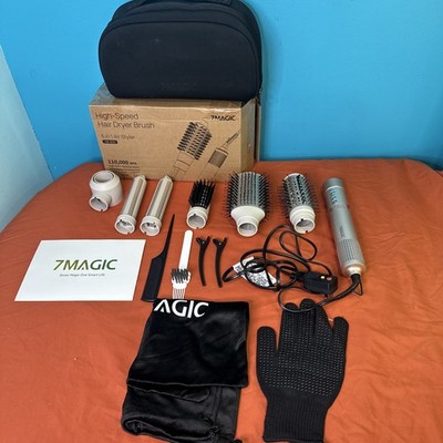 7Magic HB-800 6-in-1 High Speed Negative Ionic Air Styler w/ Attachments & Bag