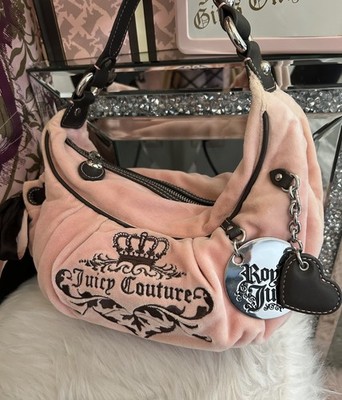 Vintage 2008 Y2K Juicy Couture Baby Pink Velour Side Bow Hobo