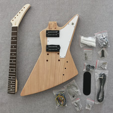 DIY explorer lp guitar kit maple neck mahogany body bolt on bone nut 22FHH PICKU