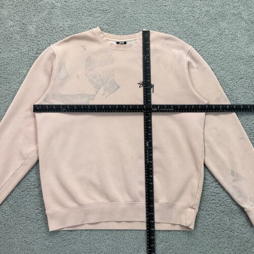 Stussy 8 Ball Crewneck Sweatshirt Mens Large Pink Dyed Stained THRASHED Hype - Picture 18 of 19