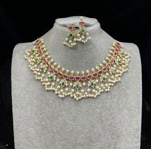 Authentic Indian Bollywood Bridal Party Wear Gold Plated Necklace Set Weding Womens Bl_121