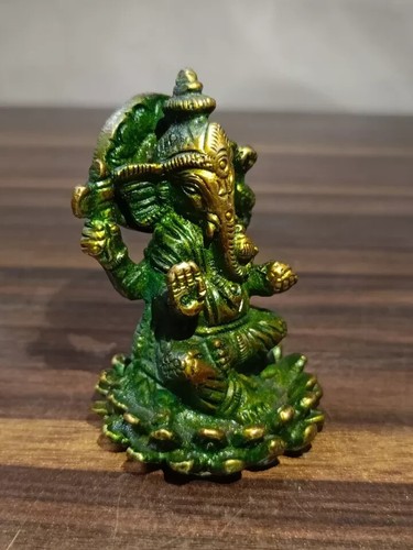 Vintage Lord Sitting Singhisen Ganesha Home Decor Temple Brass Idols Statue Gift - 第 4/5 張圖片