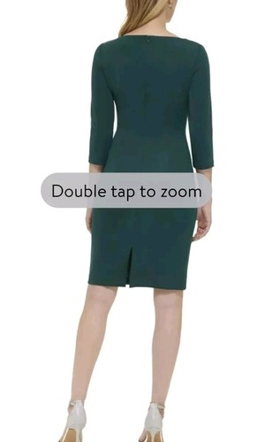 Eliza Women's Scuba Crepe Dress Rhinestone -Side-Buckle Green Size 4 - Picture 3 of 6