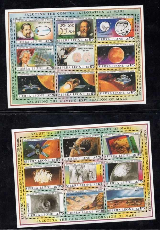 SIERRA LEONA 1990 EXPLORACIÓN ESPACIAL DE MARTE SC. #1167-1170, DOS JUEGOS COMPLETOS Foto 4 de 4
