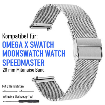 Armband passend für   OMEGA X SWATCH Uhr, Speedmaster MOONWATCH, 20mm Mesh *NEU*