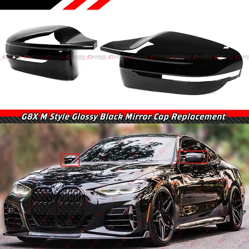 FOR 18-23 BMW G15 G20 G22 GLOSS BLACK G8X M STYLE SIDE MIRROR COVERS REPLACEMENT