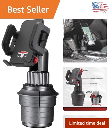 Easy-Release Car Cup Phone Holder with Padded Arms and Wide Compatibility