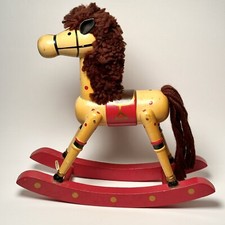 Vintage Wooden Rocking Horse Pony Yarn Mane  Tail Christmas Decor 9  Taiwan