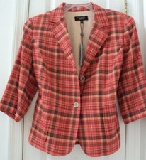 NEW TALBOTS 16WP MULTI-COLORED PLAID CRINKLED SUIT BLAZER JACKET 1418P1XL 169