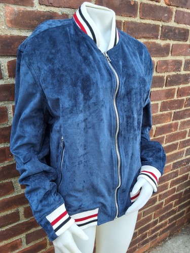 Blank NYC Navy Suede Feel Baseball/ Bomber Velour Jacket XL NWT - Picture 14 of 14