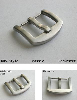 KDS-Style MASSIVSCHLIESSE FEDERSTEG - Edelstahldornschließe Wahl: 18, 20, 22 mm