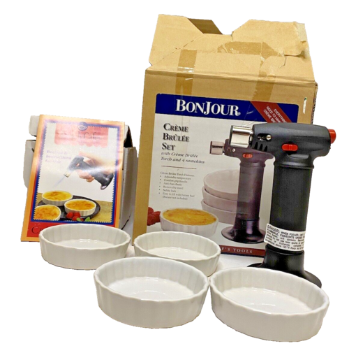 Bonjour Chef's Tools Creme Brulee Set Torch w 4 Ramekins and Booklet New in Box - Picture 1 of 5