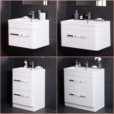 Modern 1 2 Drawer Bathroom Vanity Unit Basin Sink Wall Huang Floor Standing